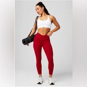 NWT- Fabletics PureLuxe High-Waisted Crossover 7/8 Leggings -HOLLY BERRY (24”)